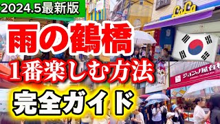 【大阪鶴橋】雨の日こそ大阪鶴橋コリアタウン‼️鶴橋商店街食べ歩き！リニューアルオープン‼️100円食べ歩き！梅雨の大阪観光 [upl. by Onairda]