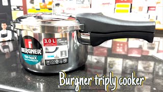 Burgner Trimax Steel 3Liter Cooker Review  Burgner Triply stainless steel Pressure cooker [upl. by Cave740]