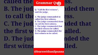 Direct Indirect Speech Quiz 💯⏳✍️ english grammar learnwithanilpunna [upl. by Eibbil881]