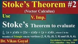 Stokes Theorem 2 in Hindi VImp  Vector Calculus  Engineering Mathematics [upl. by Nibla]