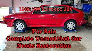 1988 VW Scirocco 16 V Project Car For Sale [upl. by Notkcorb]