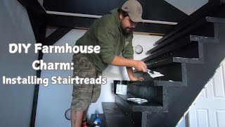 Installing Stairtreads Feathered Friends and Farmhouse Trends [upl. by Brewer]