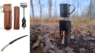 Bushcraft Rocket Stove with an Auger Drill silkybigboy [upl. by Jeffries]