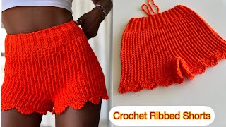 Crochet Easy Ribbed Shorts In All Sizes [upl. by Eirehs]