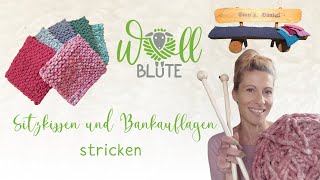 Sitzkissen oder Bankauflage stricken  Strickanleitung  Kissen stricken  Geschenke stricken [upl. by Fortunna]