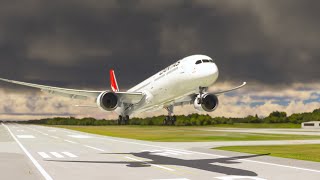 Boeing 787 Qantas Airways HARD Landing at Pittsburgh Airport SPOTTING [upl. by Hulbard]