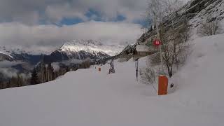 Alpe dHuez  Skiing 2024  red pistes Poutran and Olmet [upl. by Edan]