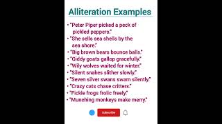 Alliteration Examples l English Grammar l English Speaking l English Practice l unfreezeenglish [upl. by Minor]