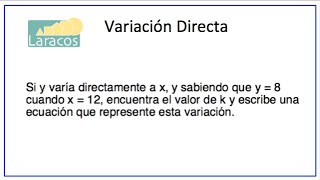 Variacion Directa Enunciado con valores de x y de y [upl. by Ettessil]