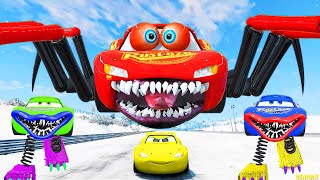 Epic Escape From The Lightning McQueen Boxy Boo Eater amp Giant Spider McQueen Car McQueen VS McQueen [upl. by Kerad]