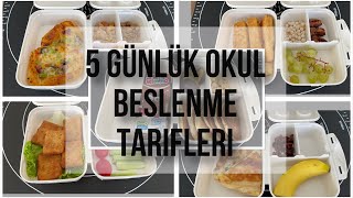 OKUL İÇİN 5 GÜNLÜK PRATİK BESLENME TARİFLERİ💯✅Beslenme çantası hazırlama [upl. by Casta]