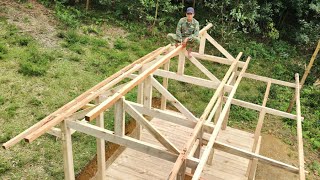 Full video 20 days of building a wooden house Assembling frames roofs door frames  Nông Văn Bình [upl. by Araccat471]