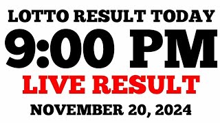 Lotto Result Today 9PM Draw November 20 2024 PCSO LIVE Result [upl. by Aaren]