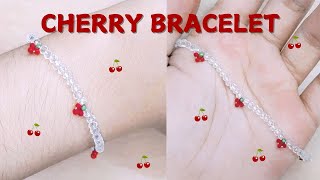 Diy Beaded Cherry Bracelet 🍒 How to make beaded cherry  Cherry Bracelet MakingCrazyLazyCrafts [upl. by Arney]