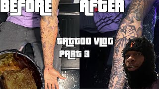 FINISHING MY FULL SLEEVE TATTOO PART 3️⃣  NEW TATTOO VLOG 😱✍🏾🔥 [upl. by Valora]