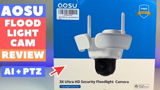 AOSU Floodlight Cam PRO  3K PTZ Ai Powered 247 [upl. by Esinrahc]