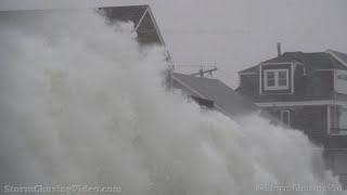 Massive Noreaster Waves And Blizzard Conditions Scituate MA  1292022 [upl. by Yartnoed]