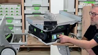 Festool LIVE 🔴NL De nieuwe accutafelcirkelzaag CSC SYS 50 [upl. by Alveta]