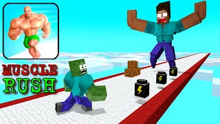 Minecraft Mobs  MUSCLE RUSH RUN CHALLENGE  Minecraft Animation [upl. by Deerc]