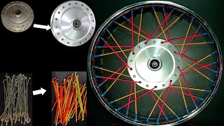 motorcycle wheel spokes covered with heat shilling tub [upl. by Chiang]