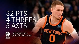 Donte DiVincenzo 32 pts 4 threes 5 asts vs Grizzlies 2324 season [upl. by Ahsiekat129]