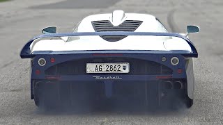 BEST of Maserati MC12 Exhaust Sounds  M144A NA V12 Engine  Start Up Launch Control amp More [upl. by Airamat633]