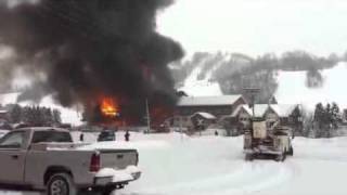 Raw Video of Big Powderhorn Mountain Lodge Fire [upl. by Eihctir]