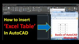 How to insert excel sheet table in AutoCAD How to make BOQ in autoCAD by using excel table [upl. by Kamillah]