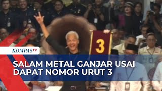 Dapat Nomor Urut 3 di Pilpres 2024 Ganjar Langsung Pose Salam Metal [upl. by Ernesto239]