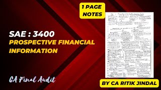 SAE 3400 Revision  Prospective Financial Information  Ca Final Audit  CA Ritik Jindal [upl. by Ahsinod]