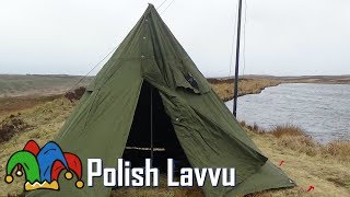 Bushcraft  Polish Army Lavvu Poncho Shelter [upl. by Joannes]