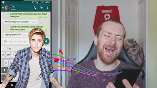 SONG LYRIC TEXT PRANK ON MY DAD JUSTIN BIEBER [upl. by Ingunna]