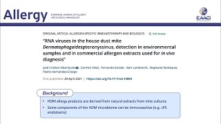 RNA viruses in Dermatophagoides pteronyssinus detection in house dust samples and allergen extracts [upl. by Amadas354]