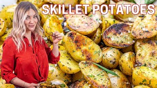 Skillet Fried Potatoes Recipe – How To Make Rosemary Garlic Potatoes – Blondelish [upl. by Wren]