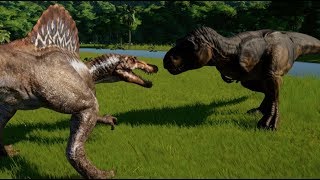 Spinosaurus vs TRex Indominus Rex Spinoraptor Indoraptor Giganotosaurus Carcha amp Allosaurus [upl. by Adolphus901]