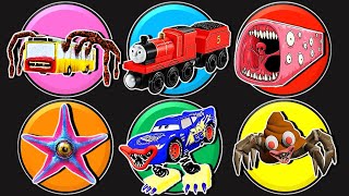 MONSTER VS Bus Eater Kereta Api James Train Eater Starro McQueen Eater Poop Eater [upl. by Nickerson]