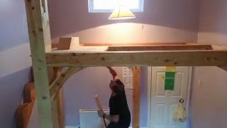 Timber Frame Mezzanine Floor High Loft Bed Time Lapse Installation Part 1 [upl. by Yniatirb]