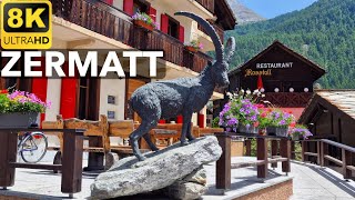 8K  Zermatt Switzerland  Summer Walk Tour  8K UHD Video [upl. by Spillihp]