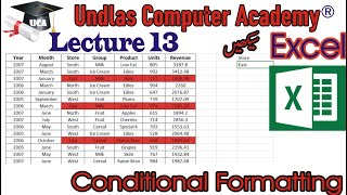 Lecture 13  Conditional Formatting in Excel  Data analysis [upl. by Lyall]