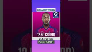 Jofra Archer for 1250 CR in mega auction rajasthanroyals archer cricket iplauction shorts ipl [upl. by Yrakcaz]