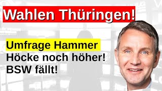 Wahlen in Thüringen Sonntagsfrage Wahlumfrage AfD immer stärker Höcke gewinnt BSW fällt Vertrauen [upl. by Atinuaj]