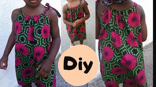 DIY COUDRE UNE ROBE Robette dété bretelles fillette tissu waxsew summers dress for baby girl [upl. by Ecirehs41]