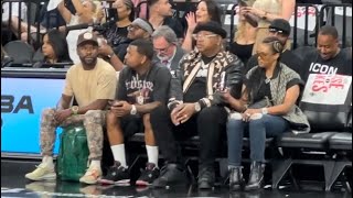 FLOYD MAYWEATHER amp HIPHOP ICON E40 WATCH LIBERTY VS ACES PLAYOFF GAME COURTSIDE [upl. by Enyaz]