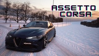 Assetto Corsa  Pudsey Snow  Alfa Romeo Giulia  Steering Wheel Gameplay [upl. by Arres]