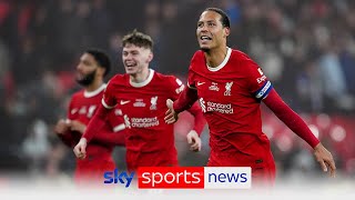 Lastgasp Virgil Van Dijk header seals Carabao Cup win for Liverpool against Chelsea [upl. by Nhguavahs]