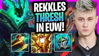 REKKLES PERFECT GAME WITH THRESH IN EUW SERVER  T1 Rekkles Plays Thresh Support vs Bard [upl. by Doner]