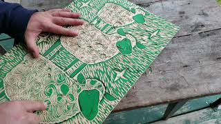 Sheep Woodcut Printmaking [upl. by Aneet]