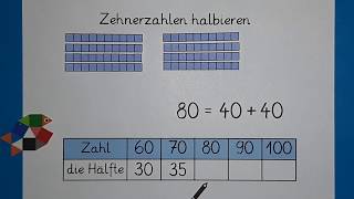 Zehnerzahlen halbieren Teil 2  Mathe lernen in Klasse 2  einfach schlau üben [upl. by Omland]