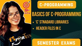 C PROGRAMING  BASICS OF C PROGRAMMING  C STANDARD LIBRARIES  HEADER FILES  UNIT 4 [upl. by Gnas371]