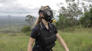 Alyssa Azar Gas Mask and Weight Vest Bushwalking [upl. by Allebasi]